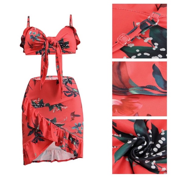 Red ruffle skirt and bow tie top - Picture 5 of 7